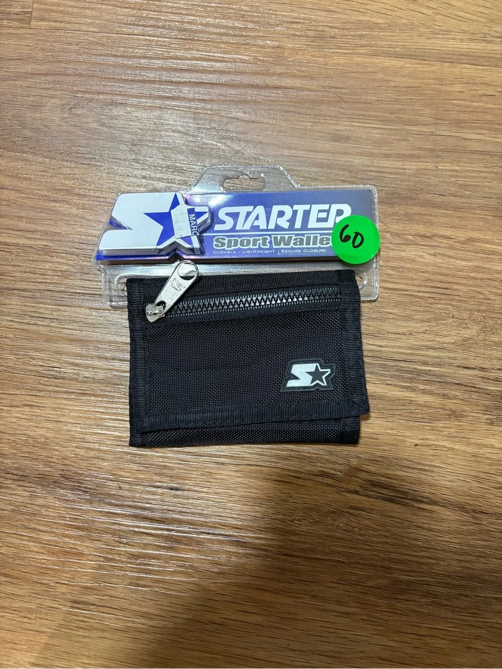 Starter Sport Wallet Black Nylon Tri-Fold Zipper Coin Pocket New On Card NOS